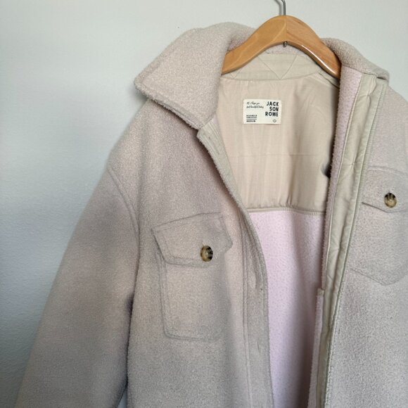 Jackson Rowe Sherpa Shacket Coat In Color Cream, Womens Size Medium - Picture 6 of 8